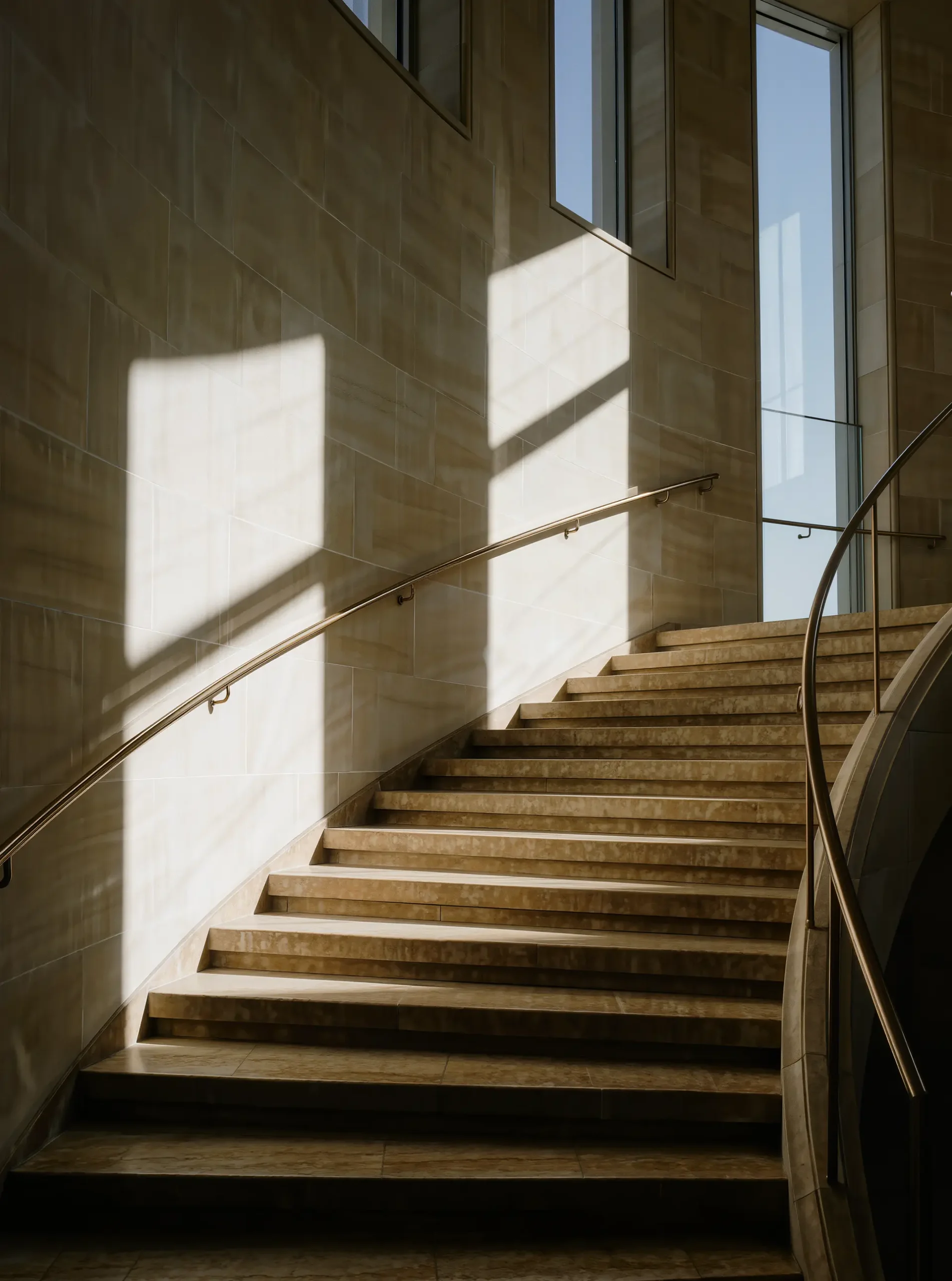 Conceptual image of a staircase in a modern financial institution